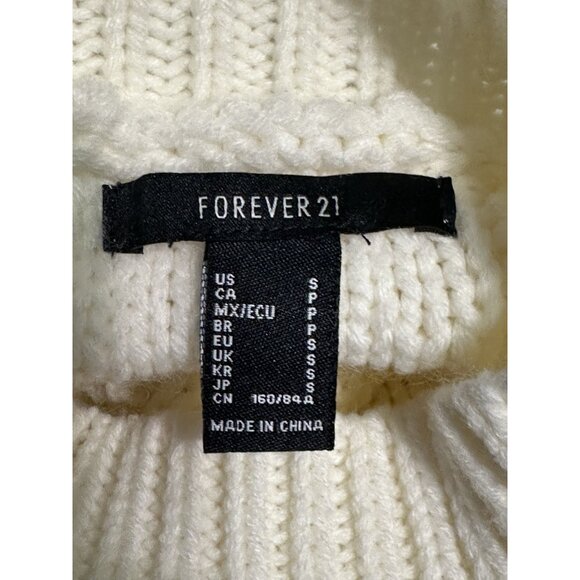 ivory cable knit sweater mock neck, long sleeve flower appliqués Small Forever21 - Picture 6 of 6